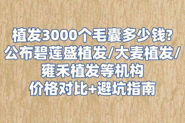植发3000个毛囊多少钱?公布碧莲盛植发/大麦植发/雍禾植发等机构价格对比+避坑指南