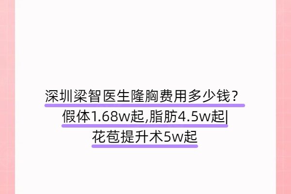 深圳梁智醫(yī)生隆胸費(fèi)用多少錢(qián)？假體1.68w起,脂肪4.5w起|花苞提升術(shù)5w起