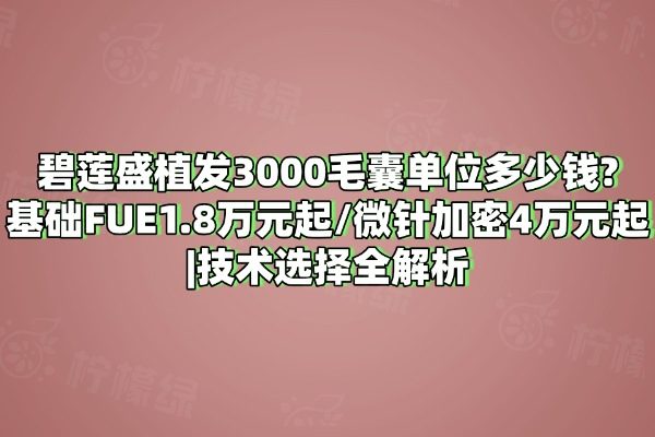 碧蓮盛植發(fā)3000毛囊單位多少錢?基礎(chǔ)FUE1.8萬元起/微針加密4萬元起|技術(shù)選擇全解析
