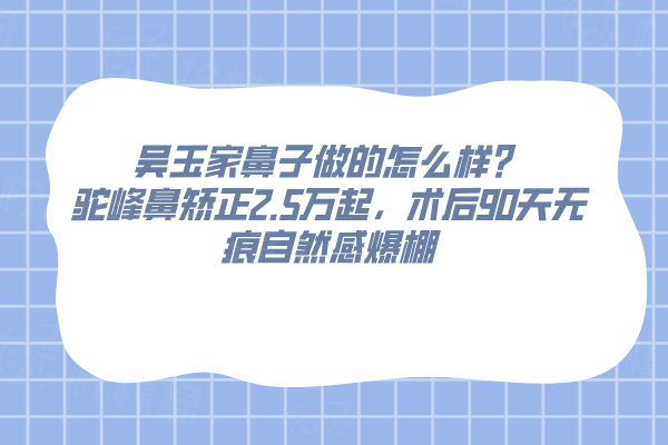 吳玉家鼻子做的怎么樣