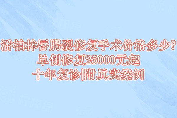 潘柏林唇腭裂修復(fù)手術(shù)價(jià)格多少